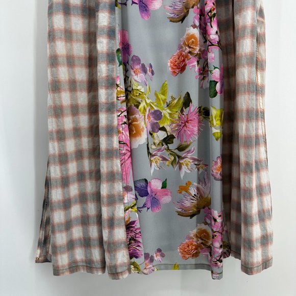 Anthropologie Plaid and Floral Maxi Dress - Black, White, Blue, Multicolor - Picture 10 of 12